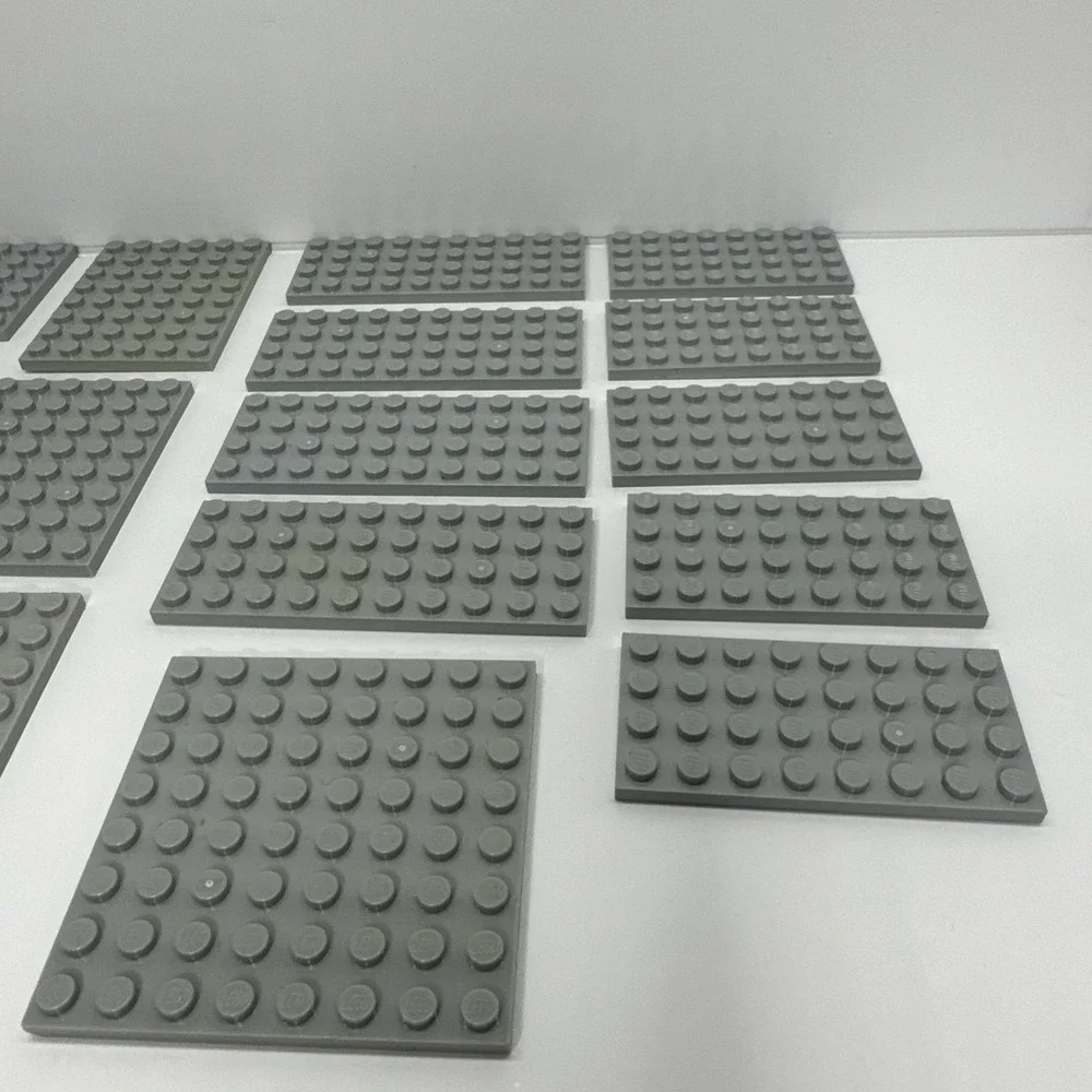 Lego Parts - Plates - 4x8, 4x10, 6x6, 6x8 & 8x8 Light Bluish Gray Lot Of 16‎